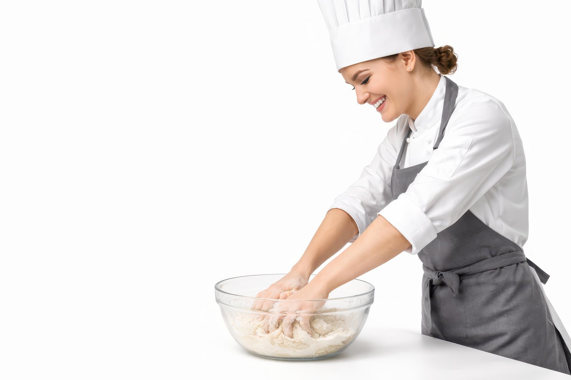 Studente che impasta la pasta